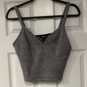 Express Gray V-Neck Cropped Camisole